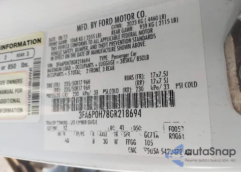 2016 Ford Fusion Se из США, поврежденный, VIN 3FA6P0H78GR218694
